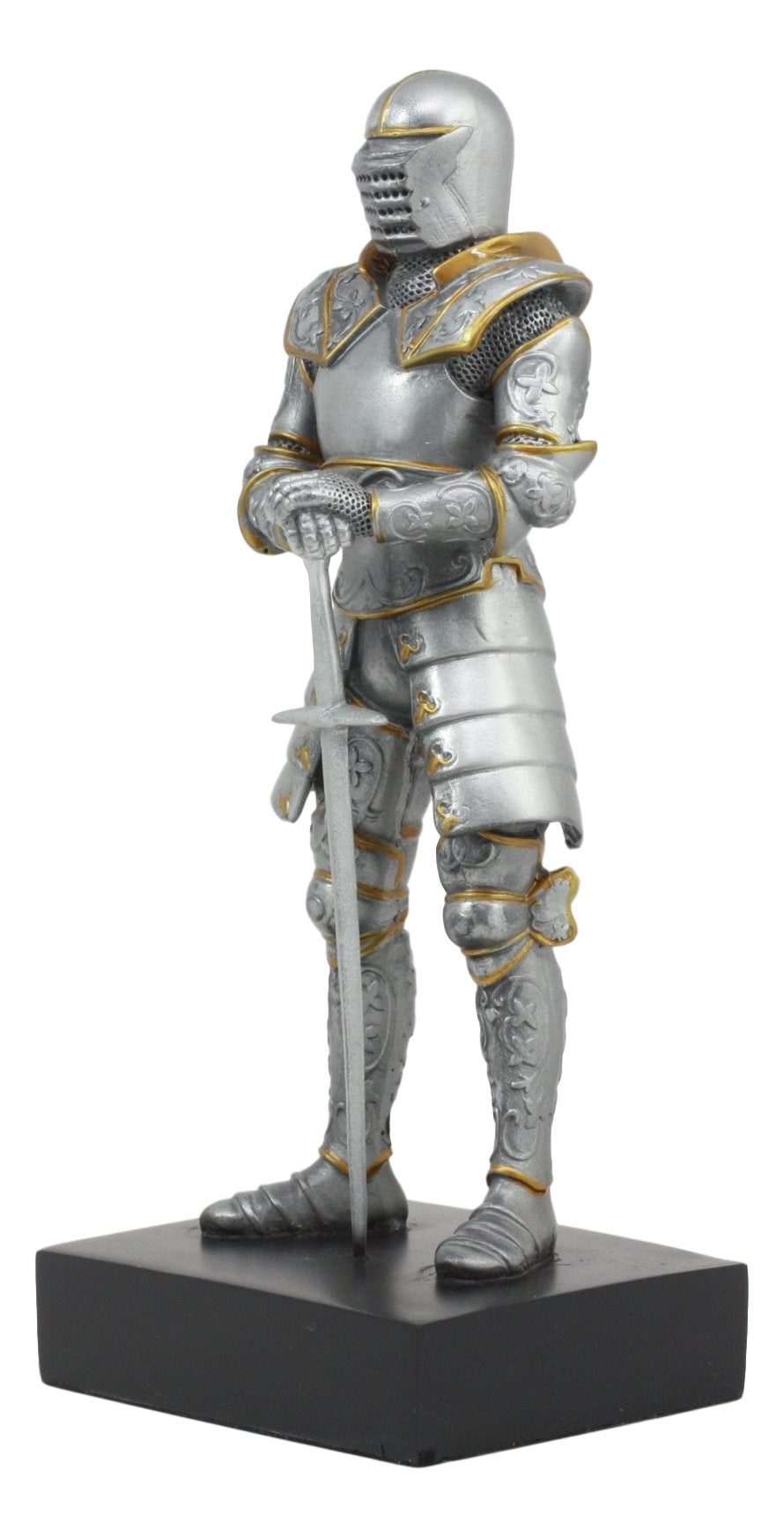 ITALIAN MEDIEVAL KNIGHT LONG SWORSMAN STATUE 9H FIGURINE ROYAL SUIT OF protective covering