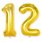 Flyloons 12 number Golden Foil Balloon 16 inch Size Birthday Decoration Items Pack of 2 | 12th Year Balloons | Twelve