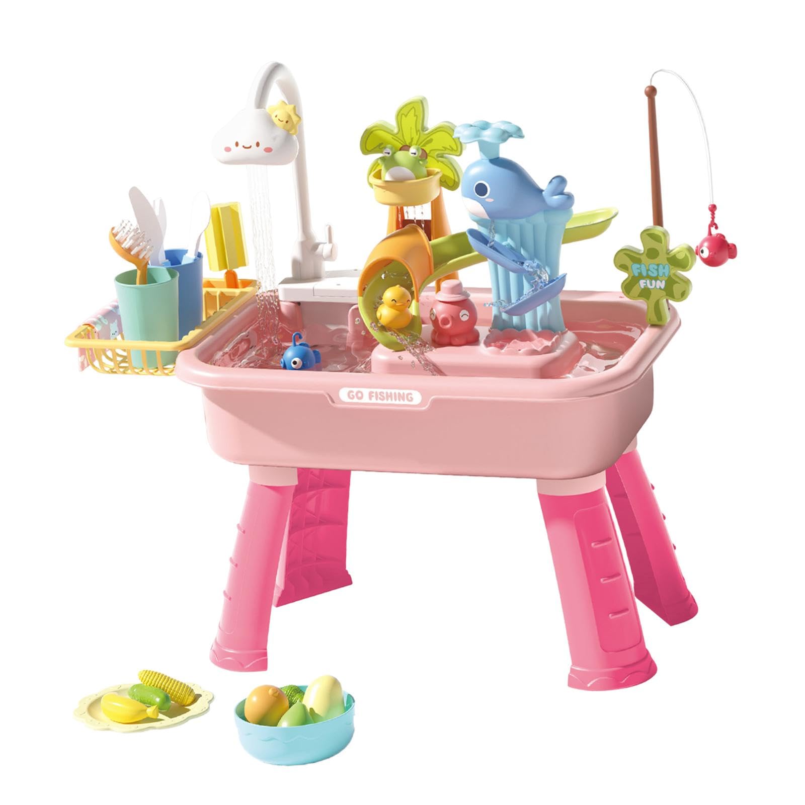 Ecomistiq43 Pieces Kitchen Play Toys Sensory Cooking Food Accessories Kitchen Playset Pink|Baby|Toys For Baby|Developmental Baby
