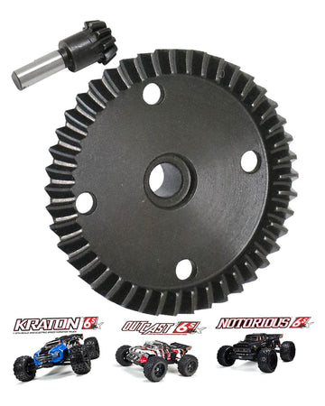 Rcarmumb Main Diff Gear 43T & Main Input Gear 10T Upgrades Part for ARRMA 1/8 Kraton/Notorious/Outcast/Talion 6S BLX,1/7 Firetea