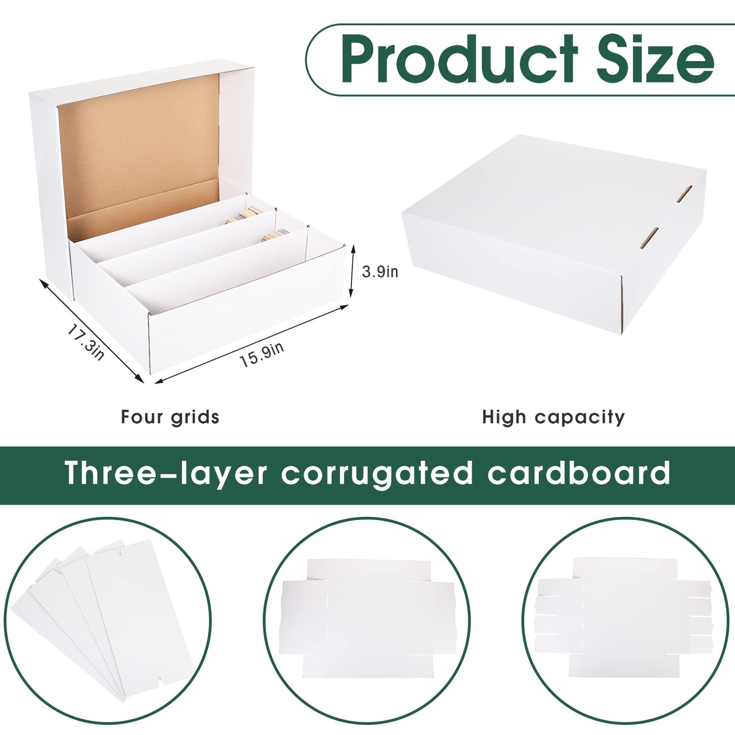 Yexiya 10 Pcs 3200 Count Sports Card Storage Boxes White Trading Card Box Collectible Trading for Soccer Baseball Game