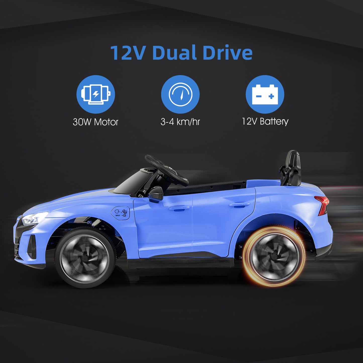 INFANS 12V Kids Ride On Car, Licensed Audi RS e-tron GT Electric Vehicle with Remote Control, Toddlers Battery Powered Toy with