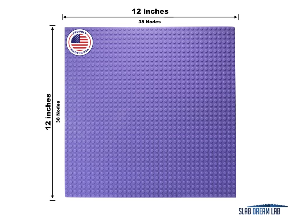 Slabdreamlab 12''X12'' Baseplate For All Major Building Bricks And Blocks (Pastel Purple, 4-Pack)
