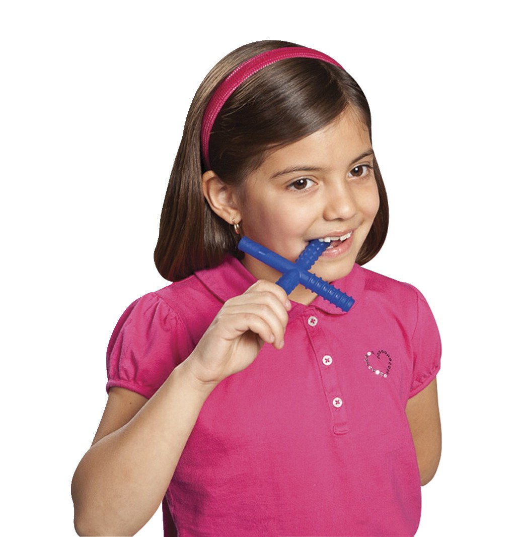 SENSORY UNIVERSITY CHEW STIXX Oral Motor Chew - Multi-Textured, Durable Silicone, 1 Count, Blue, Model 1410017