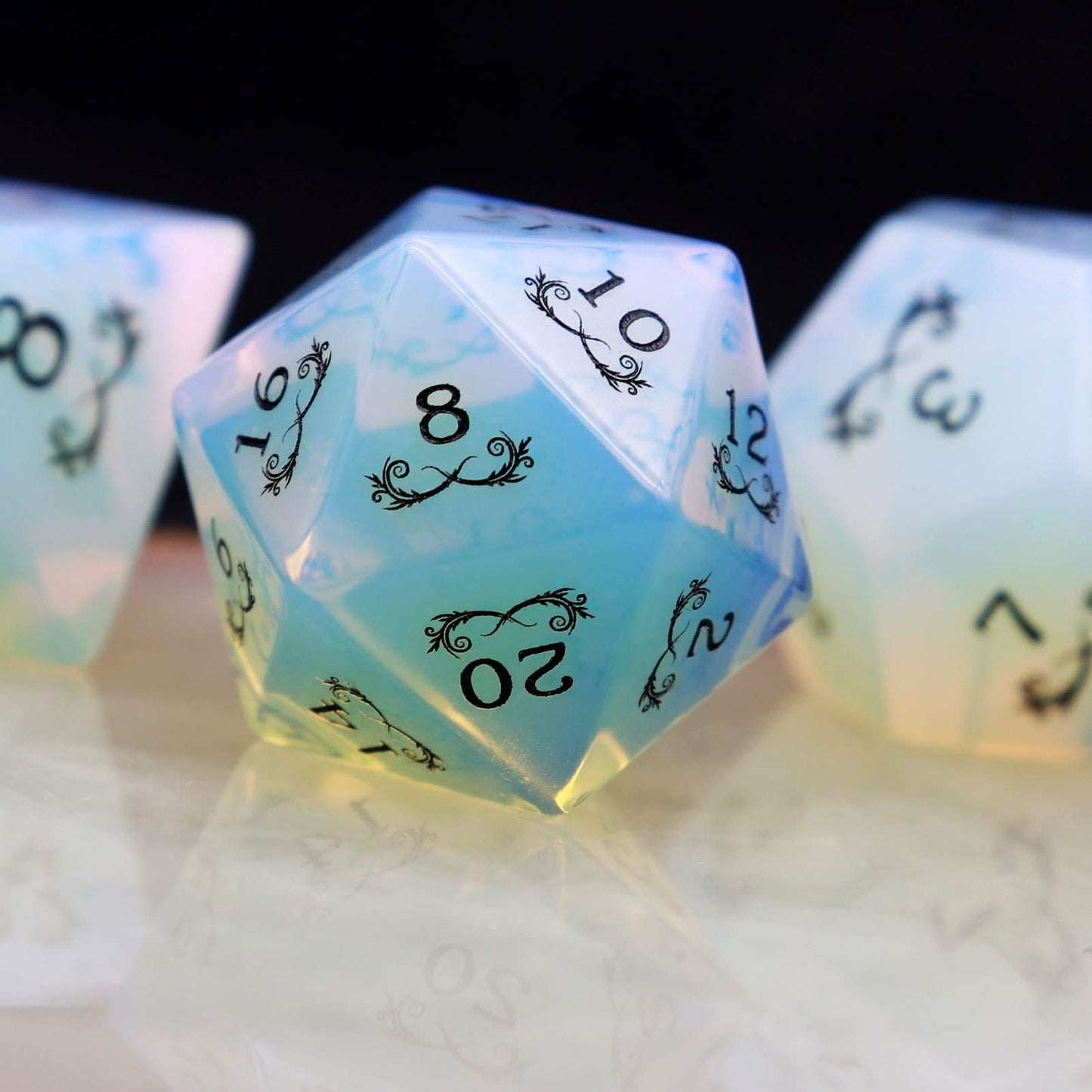 Haxtec Gemstone Dice Opal DND Dice Set with Dice Case Opalite D&D Dungeons and Dragons Dice TTRPG DND Master Gift