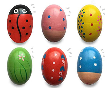 Jofan 6 Pack Wooden Percussion Musical Shake Eggs Easter Egg Shakers For Kids Boys Girls Toddlers Easter Gifts Easter Basket Stuffers Fillers
