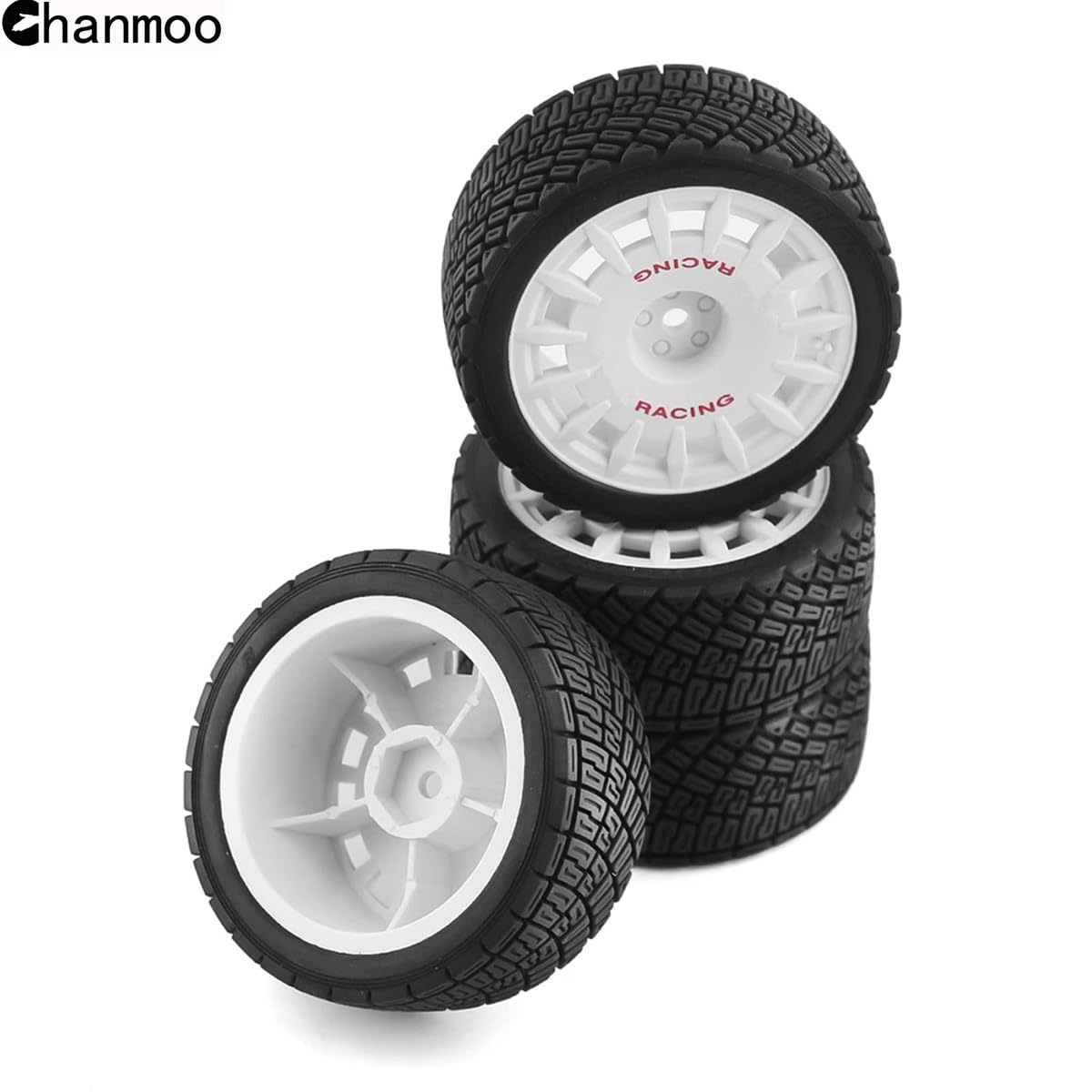 Chanmoo 1/10 Rc Rally Car Tires On Road Tyres 12Mm Hex Plastic Wheels Rims Compatible With 1/10 Scale Racing Car Tamiya Tt01 Tt0