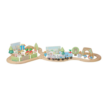Peter Rabbit: Radish Express Train Set - Wooden Building Track Playset, Chunky Charter & Scenery Pieces. Construction Toy, Licensed, Kids Ages 3+