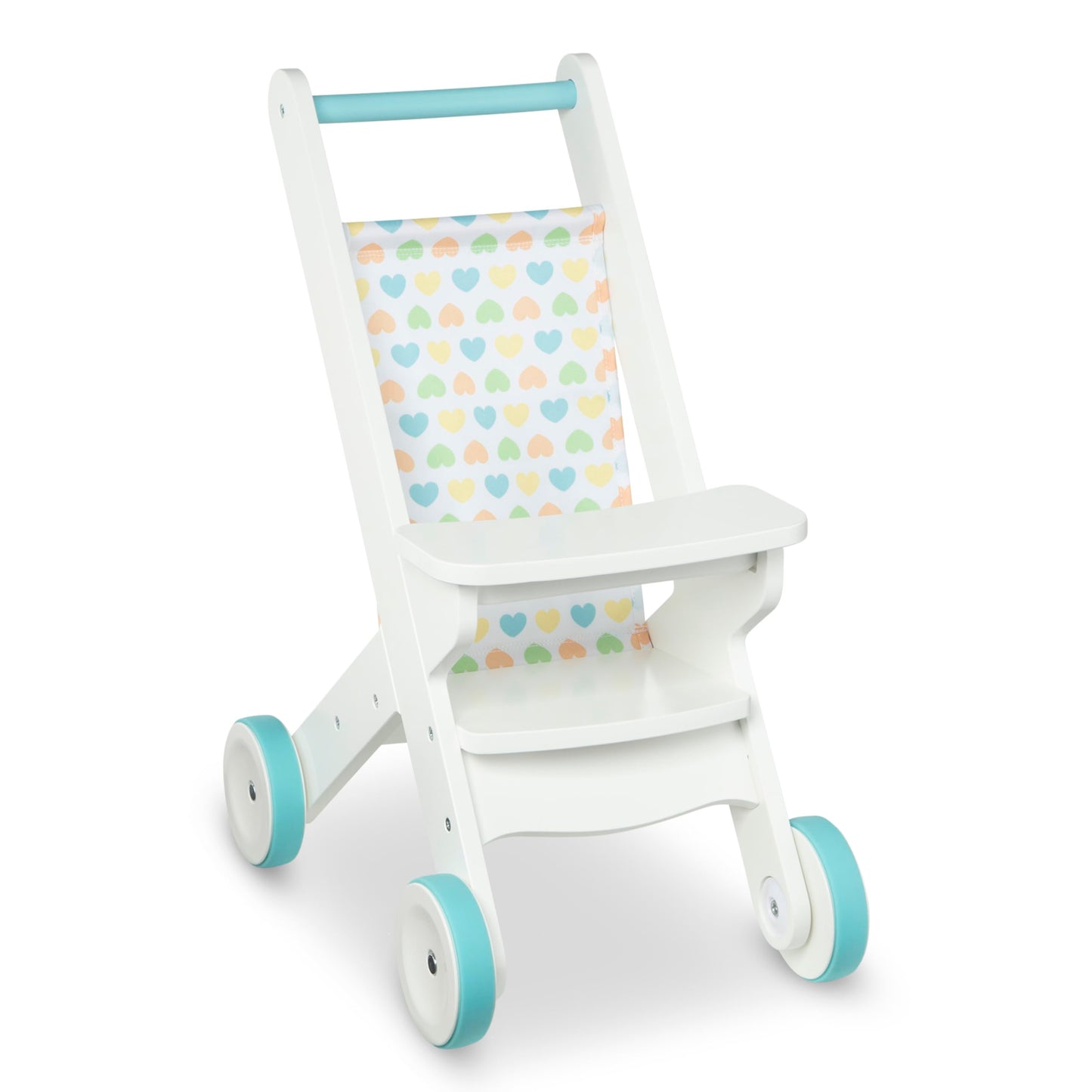 Melissa & Doug Mine To Love Wooden Play Stroller For Dolls-Stuffed Animals - White (18   H X 8   W X 11   D Assembled)