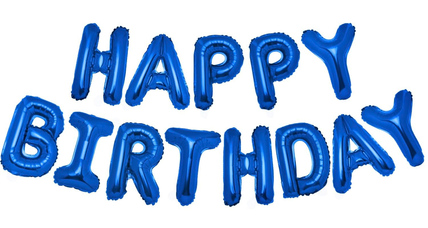 Pigetale 16 Inch Royal Blue Happy Birthday Balloon Banner, 13Pcs Letters With Aluminum Foil Inflatable Decorations, Unisex Party