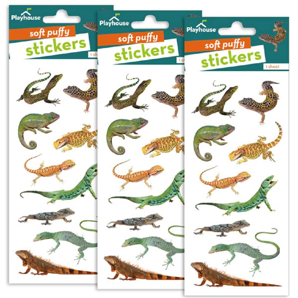 Playhouse Soft Puffy 9-Piece Sticker Sheet Sheet for Crafts, Trading & Collecting - Leapin Lizards 3 Packs