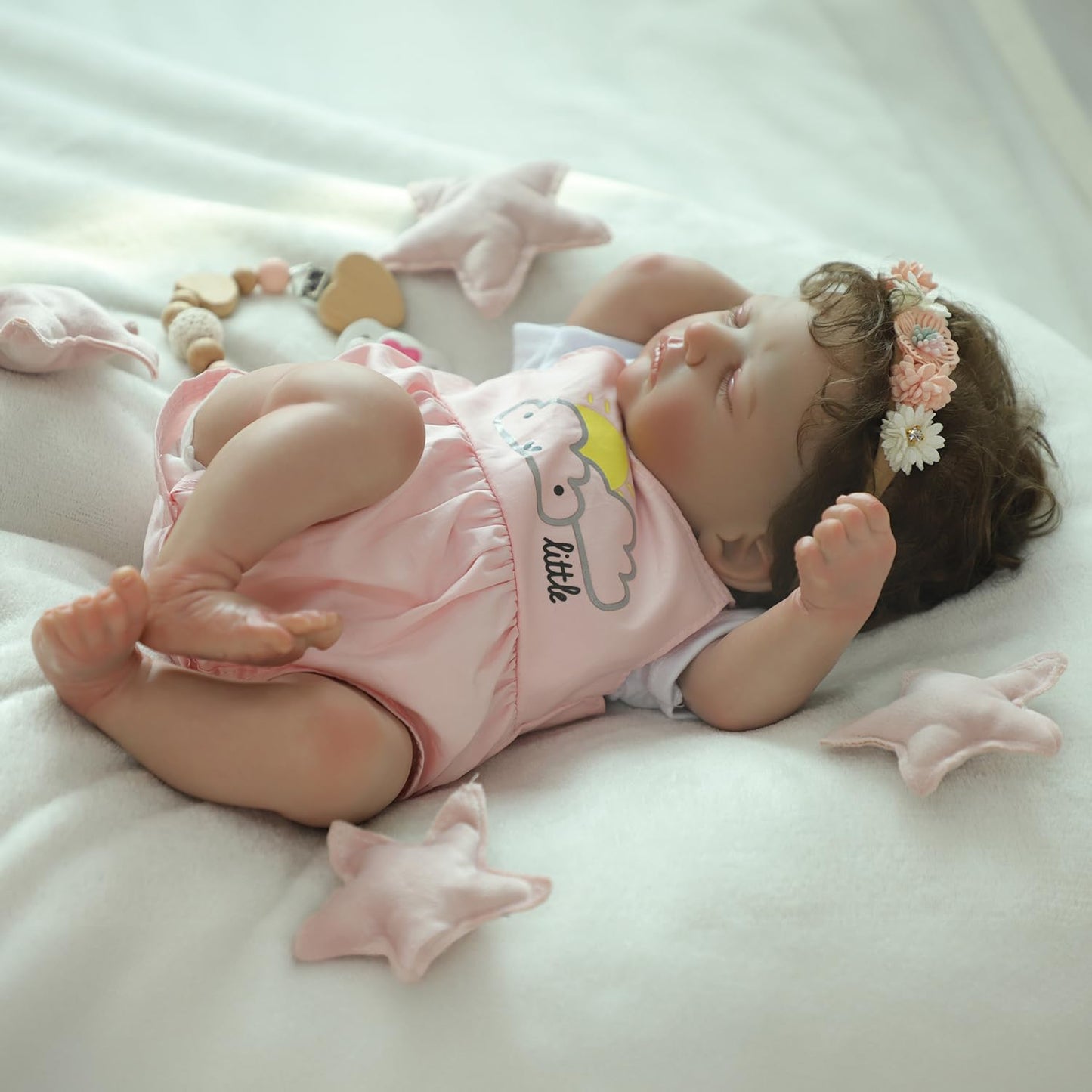 Scom Realistic Reborn Baby Dolls - 20 Inch Lifelike Newborn Baby Girl, Real Life Dolls With Soft Weighted Body, Sleeping Baby Gi