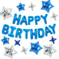 TONIFUL 35PCS 16 Inch Blue Happy Birthday Balloon Blue Happy Birthday Balloons Decorations with Star Balloons for Girls Boys Kid