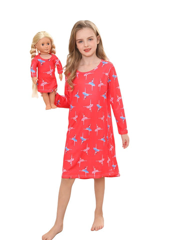 Bow Dream Girl Dress Cute And Matching American Girl Doll Clothes Accessories For Girls Dresses Set Dancing Girl Size 140