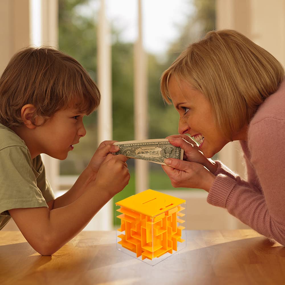 Thinkmax Money Maze Puzzle Box For Kids And Adults, Perfect Money Holder Maze Puzzle Gift Box (Orange)