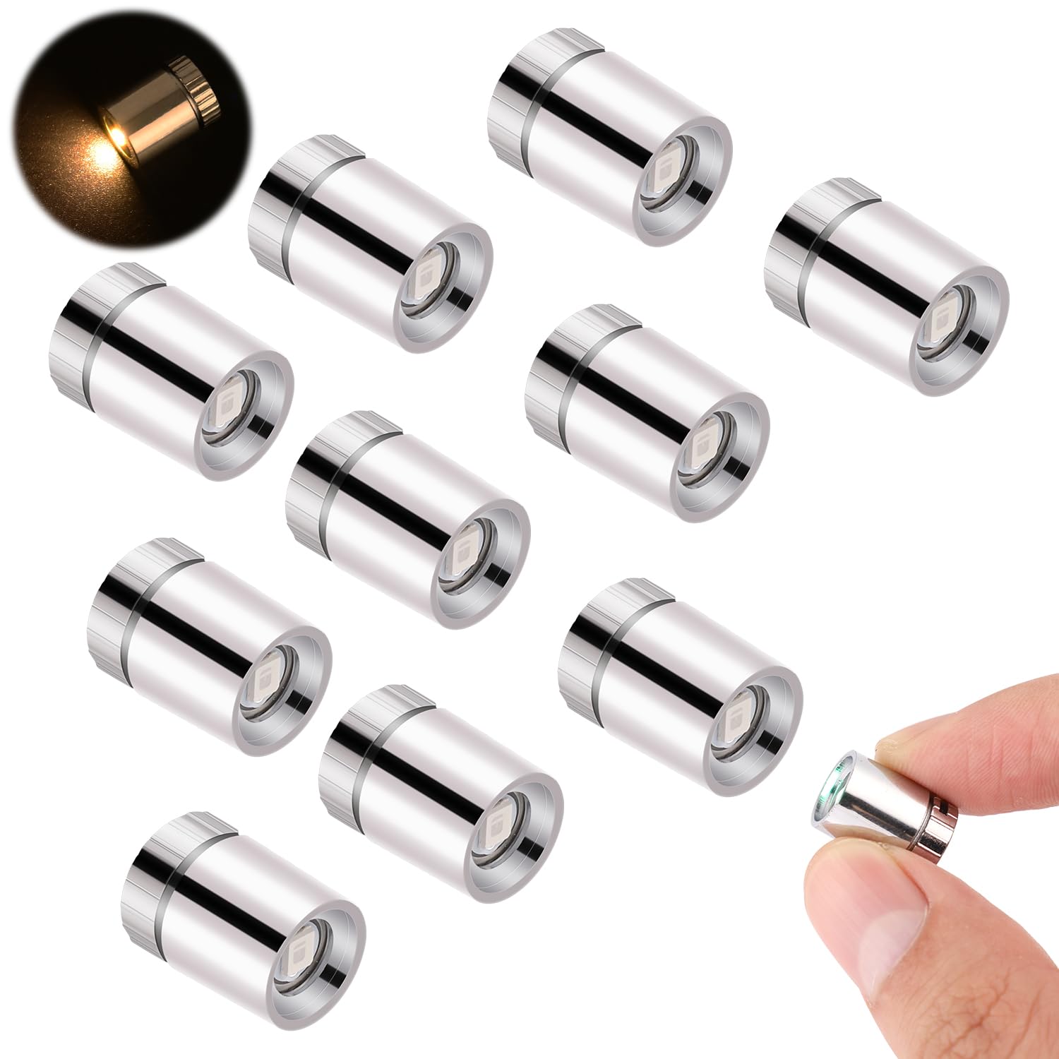 BTFO 10pcs LED Mini Lights, Small Led Lights for Dollhouse Silver Plastic Battery Included Doll House Electric Lights for Paper 