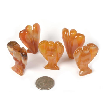 Carved Red Agate Gemstone Peace Angel Pocket Guardian Angelhealing Statue 2 Inch
