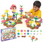 PATPAT 144 Piece DIY Flower Garden Building Toy for Kids, STEM Construction Floral Garden Playset with Interlocking Flowers, Lea