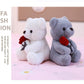 Ruzucoda Plush Teddy Bear With Rose Stuffed Animals Toys Dolls Valentine'S Day Gifts For Girls Girlfriend Lover 9 Inches (Gray)