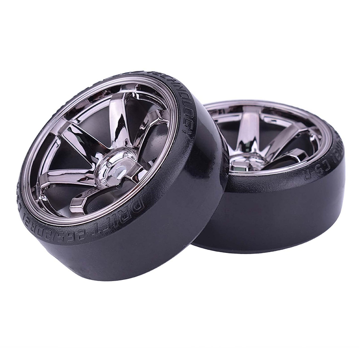 Lafeina Rc Plastic Wheel And Tire Set, 63Mm Hard Tyres For 1/10 Drift Car Hsp Tamiya Hpi Kyosho On-Road Drifting Car (Gray)