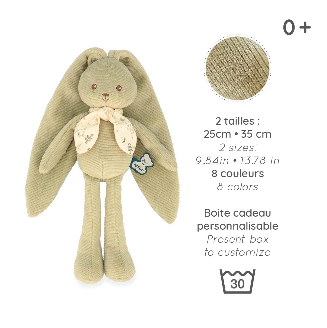 Kaloo Lapinoo My First Friend Corduroy Rabbit - Machine Washable - 10    Tall in Gift Box - Peach Ages 0+ - K218014