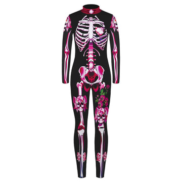 Remimi Kids Halloween Skeleton Costume Funny Party Scary Cosplay Skeleton Bodysuit Pink 7-8 Years