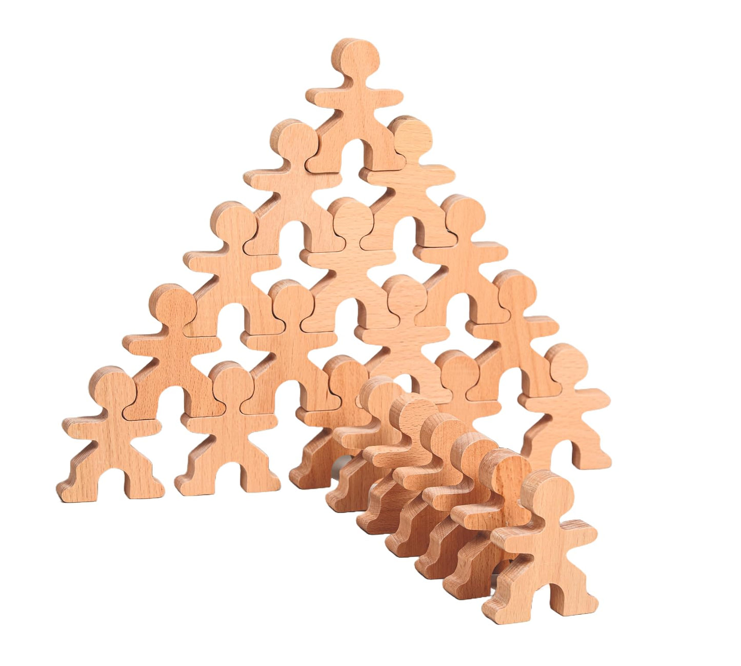 Urchaag  Wooden Flock Builder Game For Creative Kids With Interlock Men Shaped 21 Block Pieces, EcoFriendly Learning & Educati
