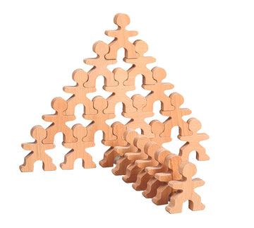 Urchaag  Wooden Flock Builder Game For Creative Kids With Interlock Men Shaped 21 Block Pieces, EcoFriendly Learning & Educati