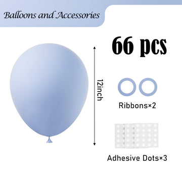 Voircoloria Dusty Blue Balloons, 66Pack 12Inch Slate Blue Latex Party Balloons For Wedding, Birthday, Graduation, Bridal Shower,
