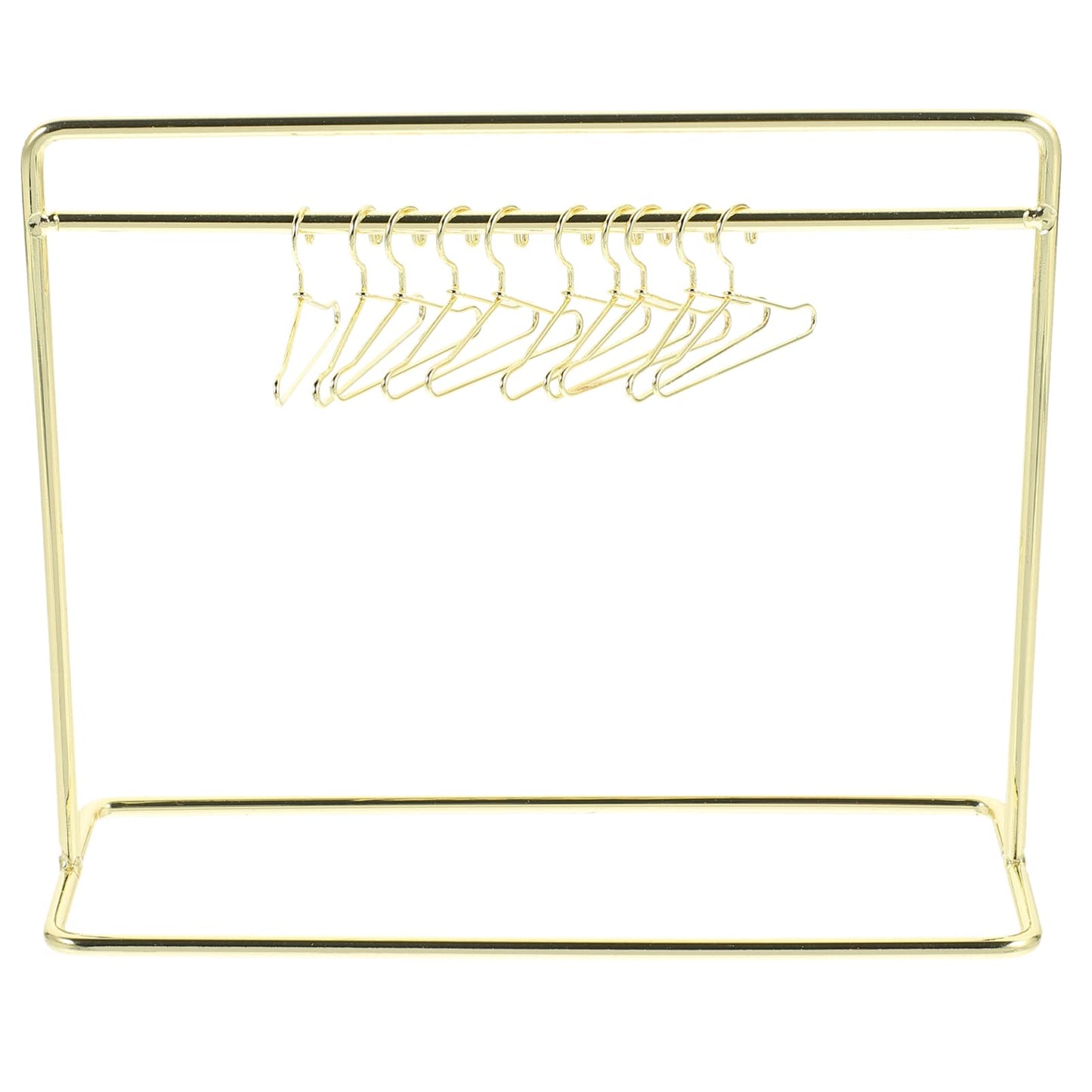 Toyandona Doll Garment Rack With Hangers Set Include Miniature Clothes Rack 10Pcs Mini Metal Doll Clothes Hangers For Dollhouse