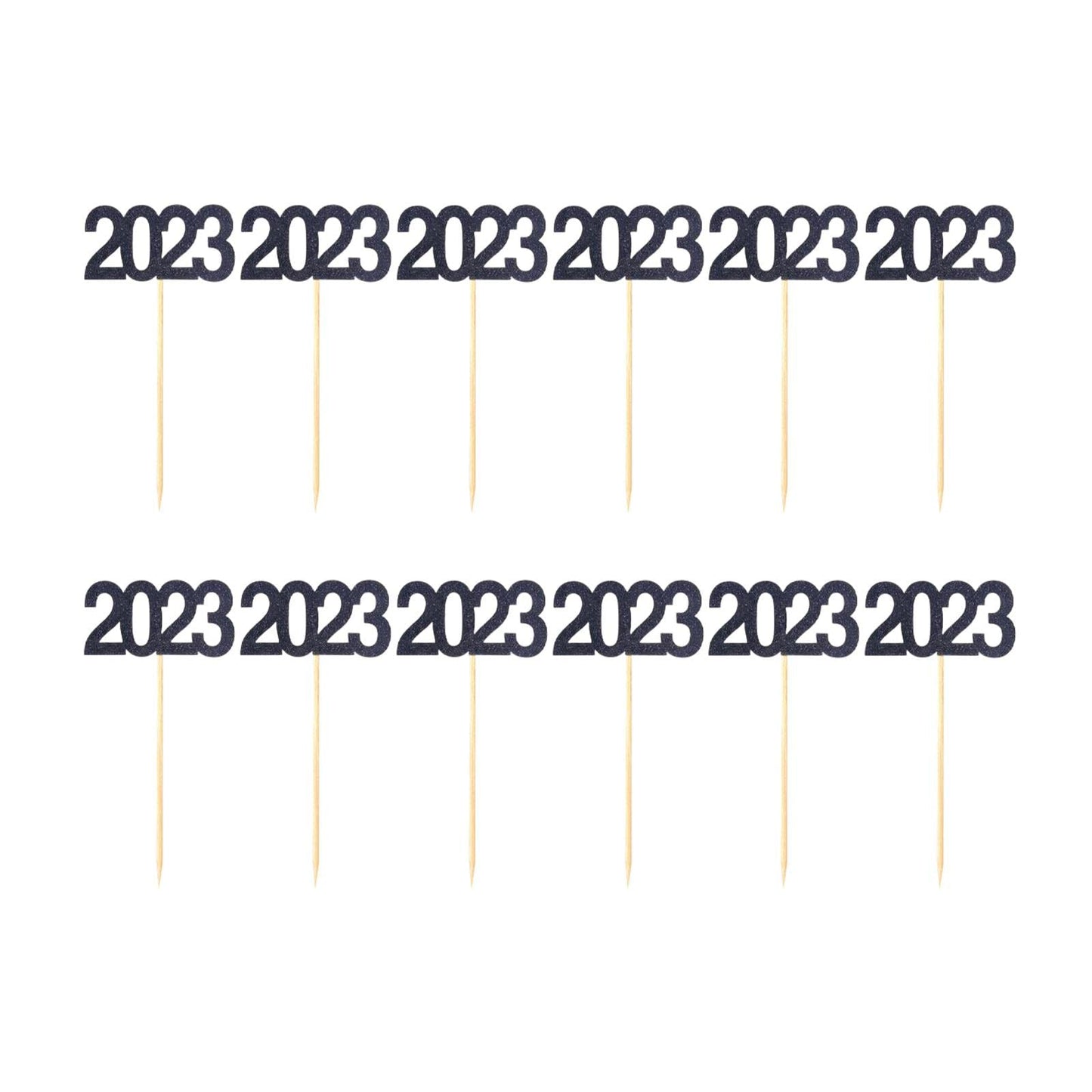 Merishopp 12Pcs 2023 Cupcake Topper Glitter For Party Decor Birthday Theme Supplies Black | Greeting Cards & Party Supply | Part