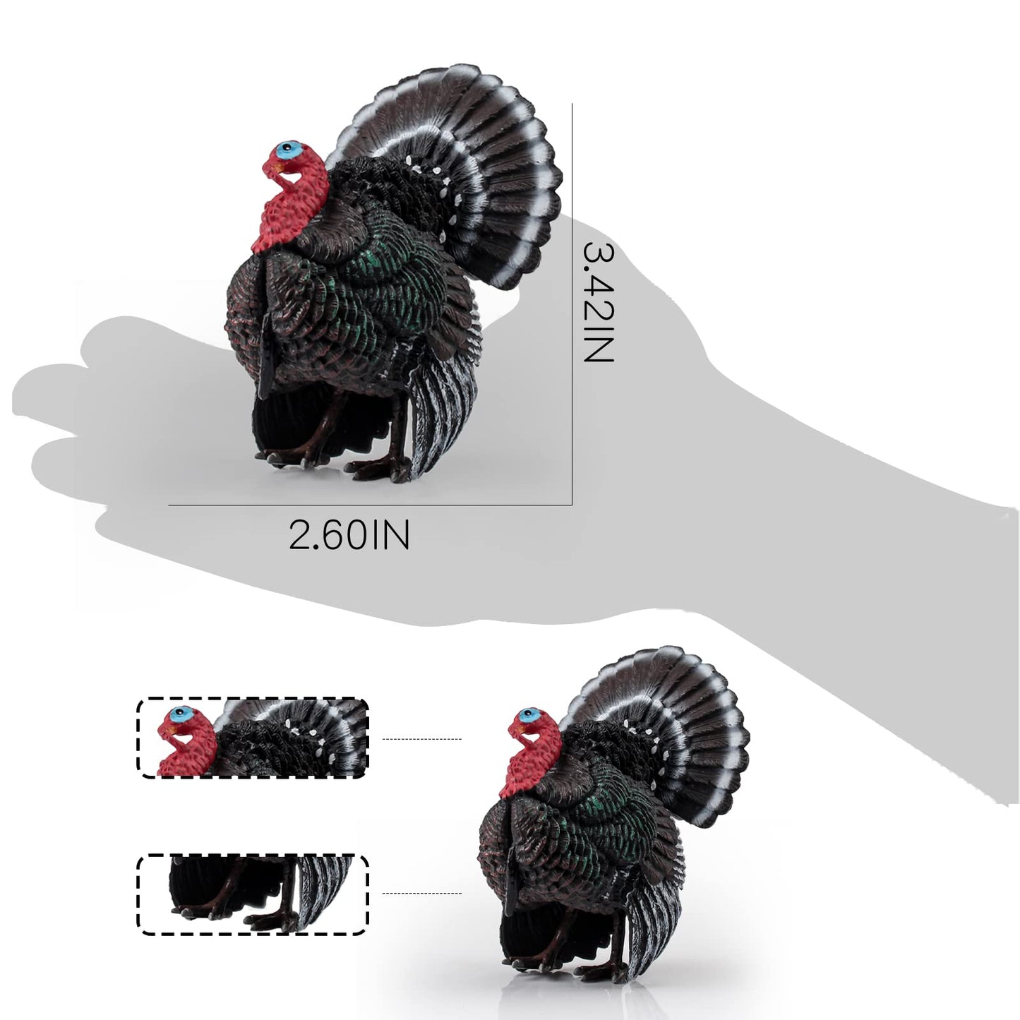 Lc Joycre 3 Inch Animals Turkey Toys Turkey Figurine Farm Animal Figurines For Toddlers Preschool Animals Figures Eduactional Mo