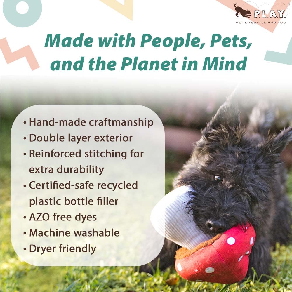 P.L.A.Y. Cute Plush Dog Toys - Blooming Buddies, Plant Themed Durable Squeaker Chew Toy, Great For Puppies & Small, Medium, Larg