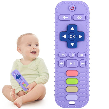 Chuya Silicone Baby Teething Toy Remote Control Shape Chew Toy For Babies 3-6 Months 3-24 Months, Teether Relief Baby Toys For Infants Tv Bpa Free(Purple)