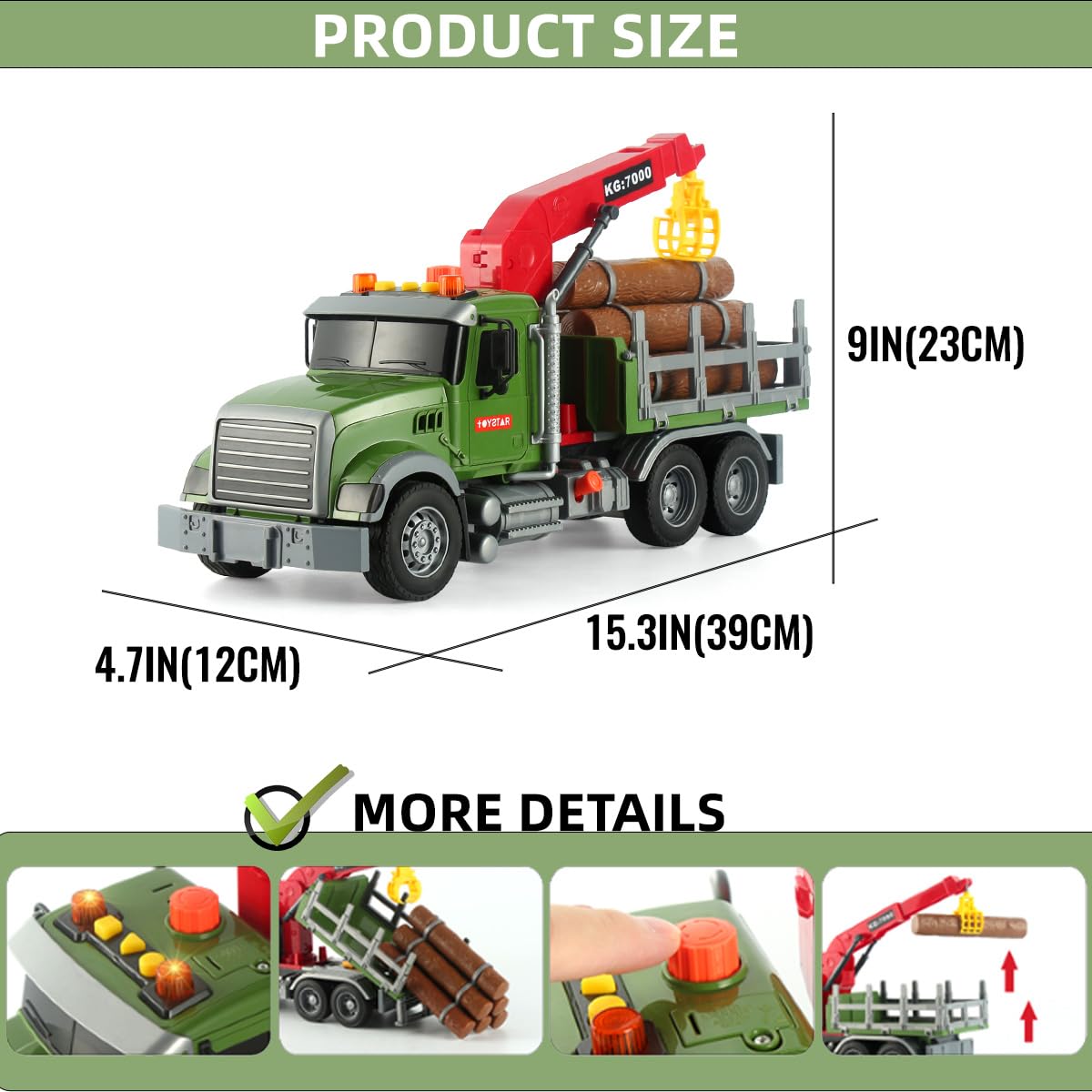 CSDCSD Logging Truck and 2-in-1 Tow Truck Playset with Lights & Sounds - Perfect for Boys Aged 3+, Includes Transport Trailers a