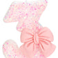 ElekFX Birthday Candle for Cake, 3 Candle - Pink Glitter with Bowknot, 2.76 inch Happy Birthday Candle, Cake Topper Decoration f