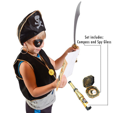Funny Party Hats Pirate Costume for Kids - 9 Pc Set - Pirate Accessories Toys- Dress Up Clothes