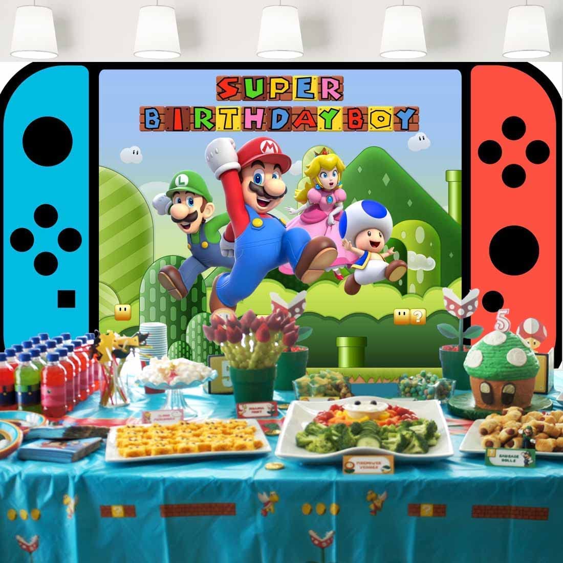 Super Mario Backdrop for Birthday Party Video Game Mario Bros Theme Background for Boys Kids Party Decorations 7x5 ft 21