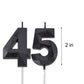 2 inch Black 45 & 54 Birthday Candles, 3D Diamond Number 45th & 54th Cake Topper for Men Women Birthday Party Decorations Theme