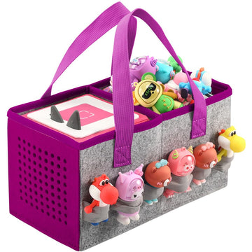 Portable Carrying Case Compatible With Toniebox Starter Set And Tonies Figurines,Travel Felt Cloth Musical Toy Folding Bag For Toniebox Accessories (Deep Purple)