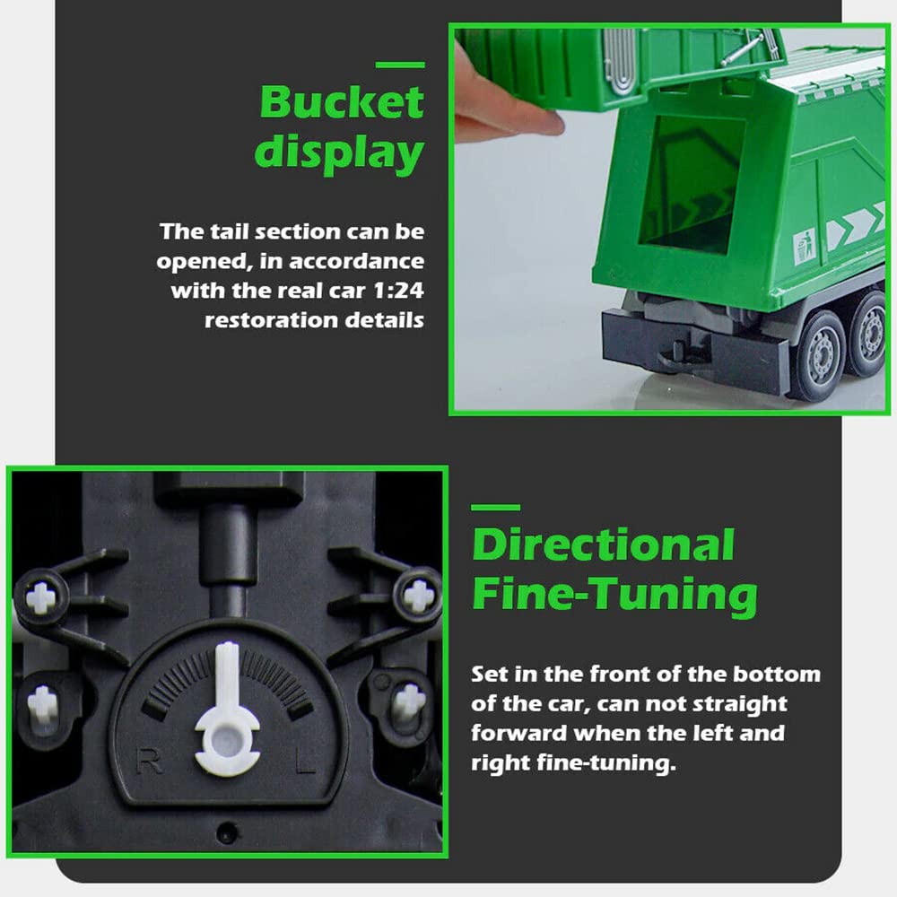 2.4G Rc Garbage Truck Toy With Lights - 6 Channel Remote Control Waste Management Garbage Truck With 2 Rechargeable Batteries, K