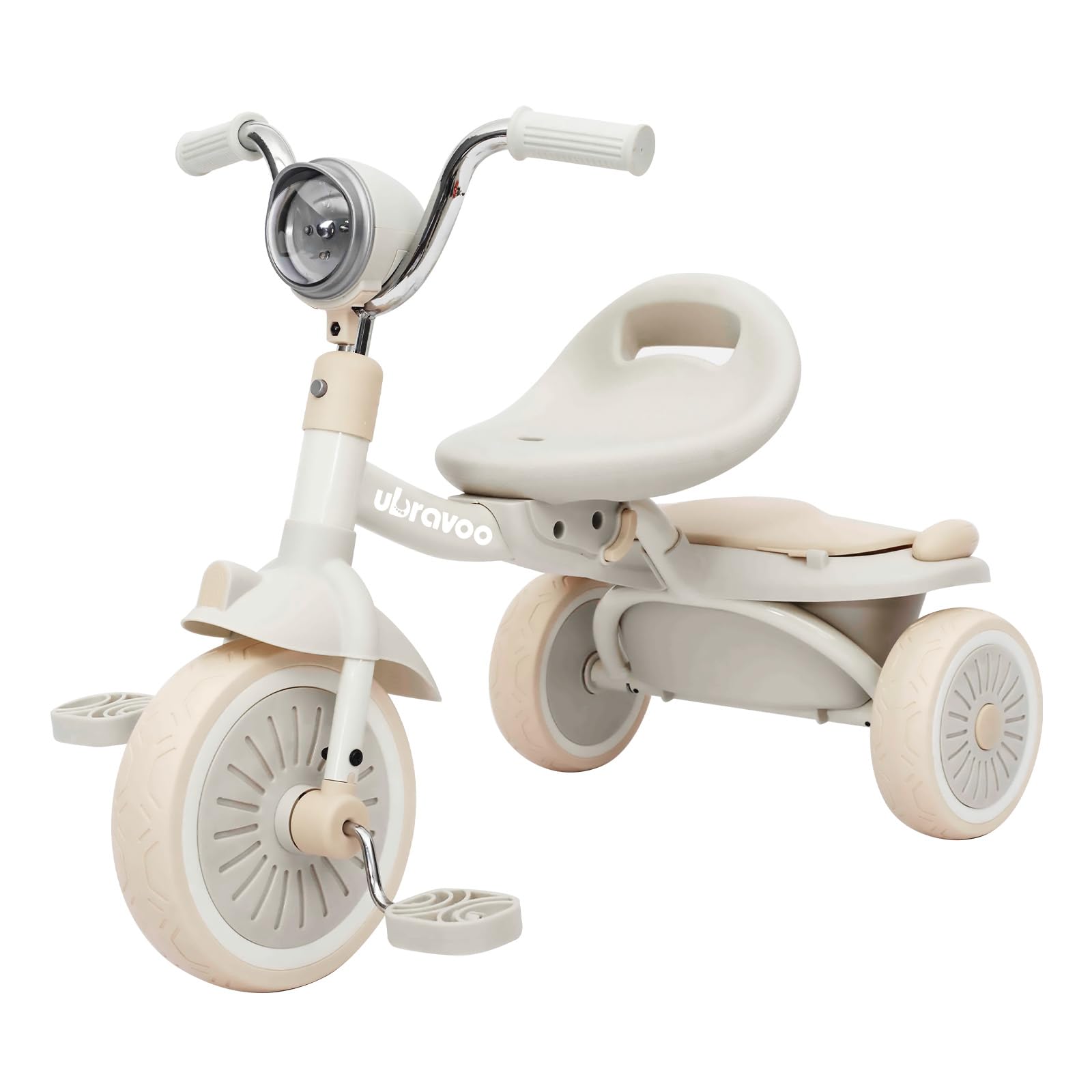UBRAVOO Baby Tricycle, Foldable Toddler Trike with Pedals, Cool Lights, Durable Wheels and Comfortable Seat, Baby First Walker T