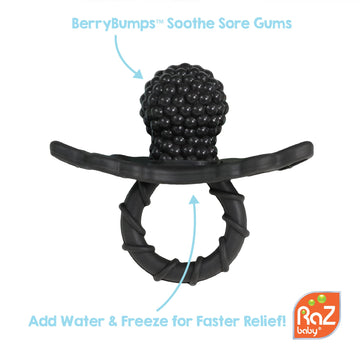 RAZBABY RaZberry Silicone Teether Toy - Hands-Free Design, BPA-Free, Black, 1 Count