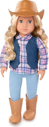 Our Generation - 18-inch Cowgirl Doll - Lifelike Gray Eyes & Wavy Blonde Hair - Cute Plaid and Denim-Style Western Outfit - Cowb
