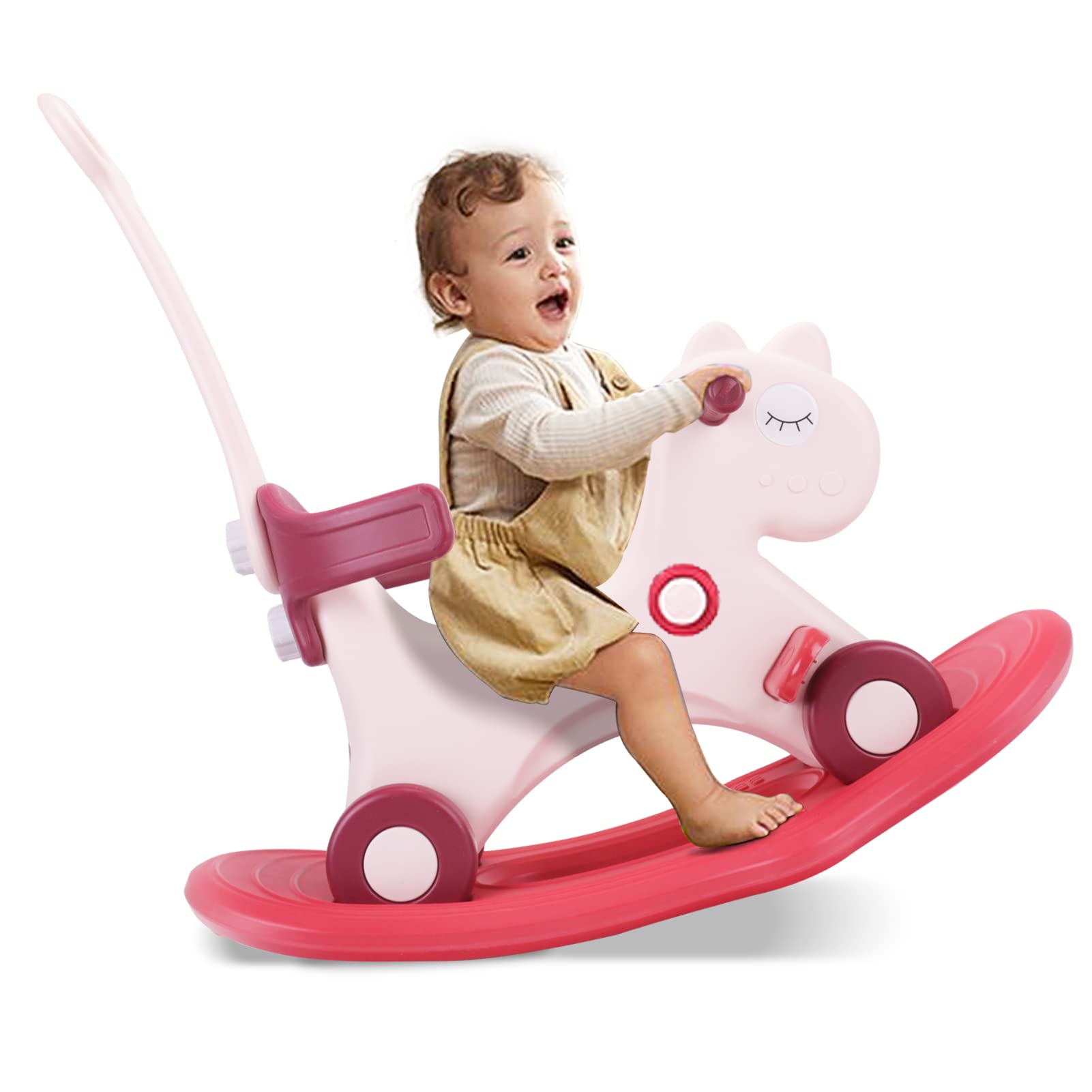 Ancaixin 4 in 1 Rocking Horse for Toddlers, Pink, Medium – Toytooth