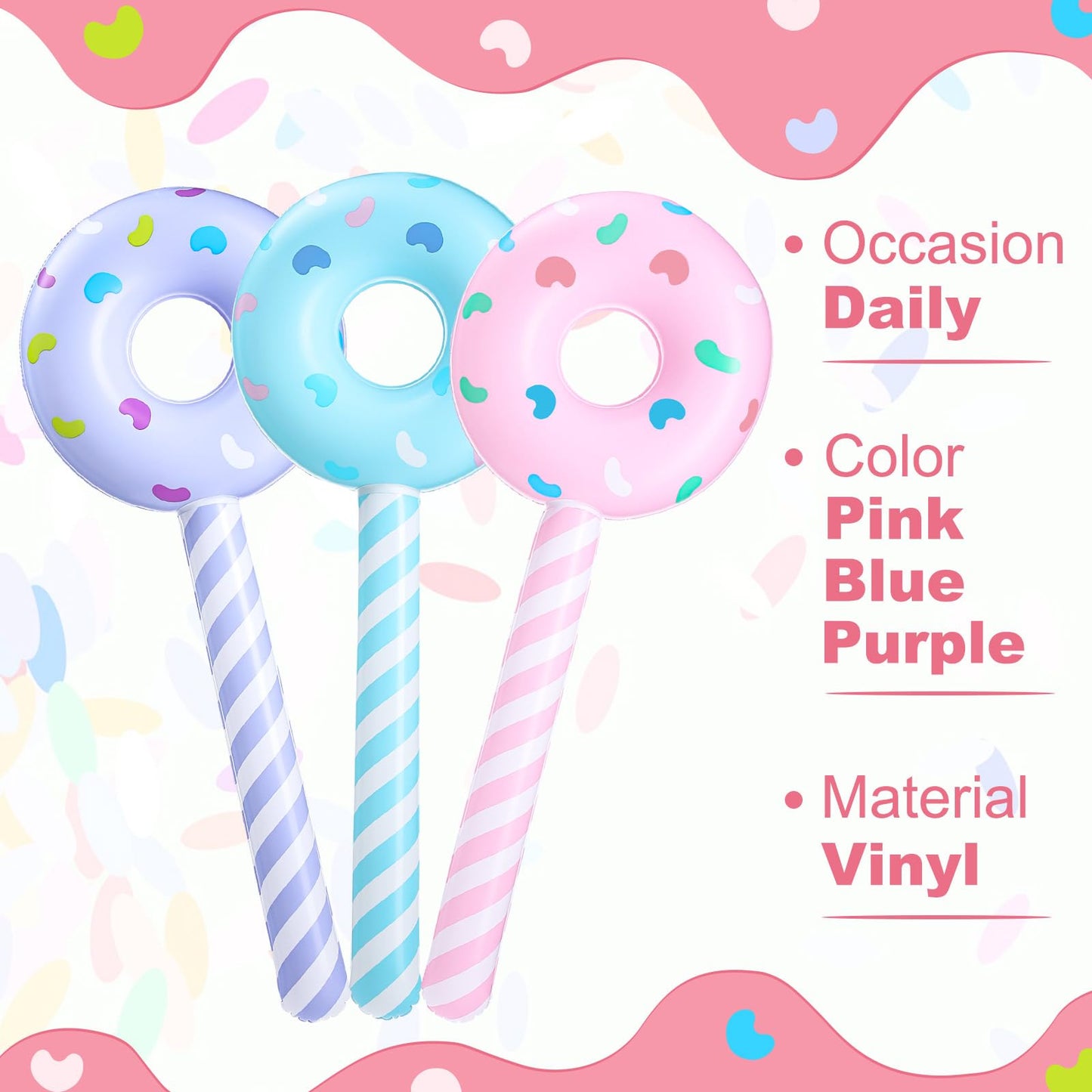 Jenaai 12 Pcs Candyland Birthday Party Decorations Inflatable 33 Inch Lollipop Stick Large Candy Float Donut Shape Balloons Vale