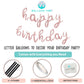 Balloon Vibe Rose Gold Happy Birthday Balloon Banner - Script/Cursive Mylar Foil Letters Banner For Birthday Decor - Happy Birth