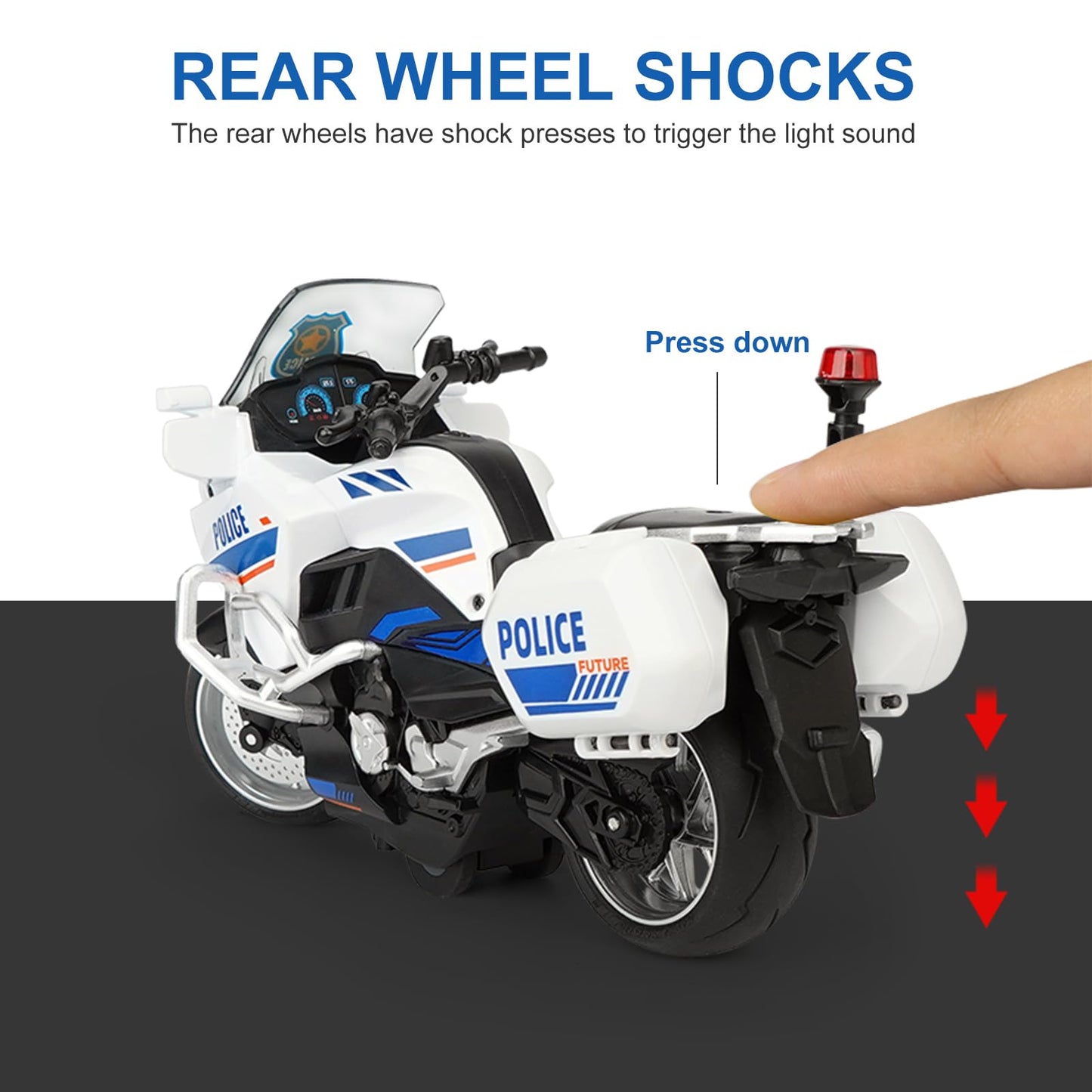 Ming You Kids Toy Motorcycle - Alloy Motorcycle Toy With Sound And Music,1:10 Scale Motorcycle Toys For Boys Age 3-7 (Bright Whi
