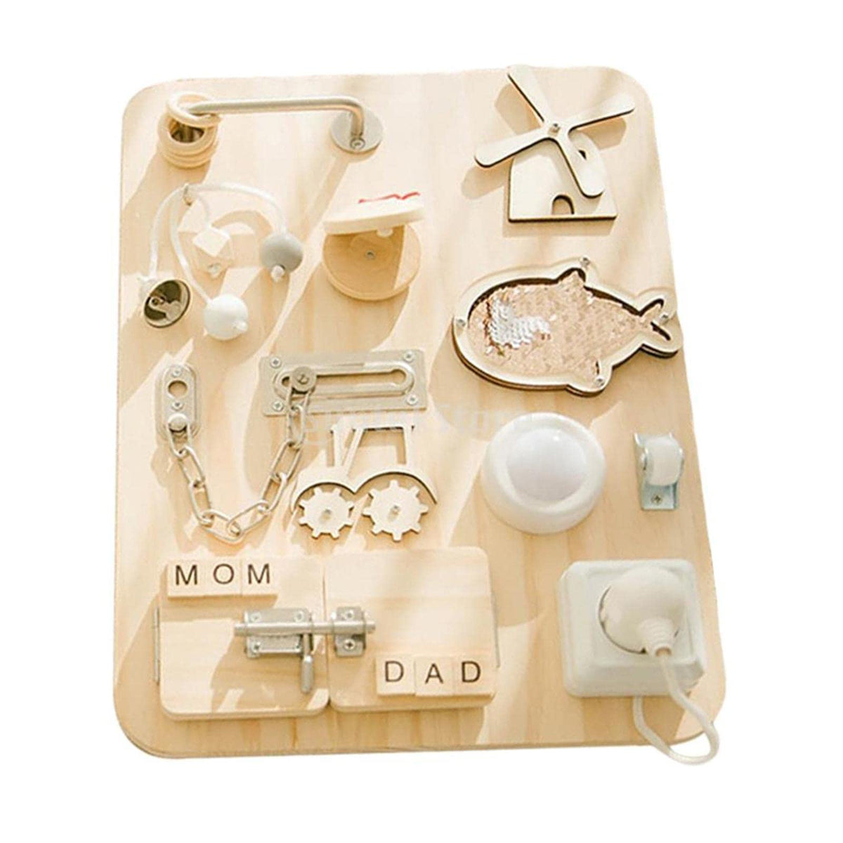 Atorse Wooden Busy Board Montessori Toys Basic Life Skills And Fine Motor Activity