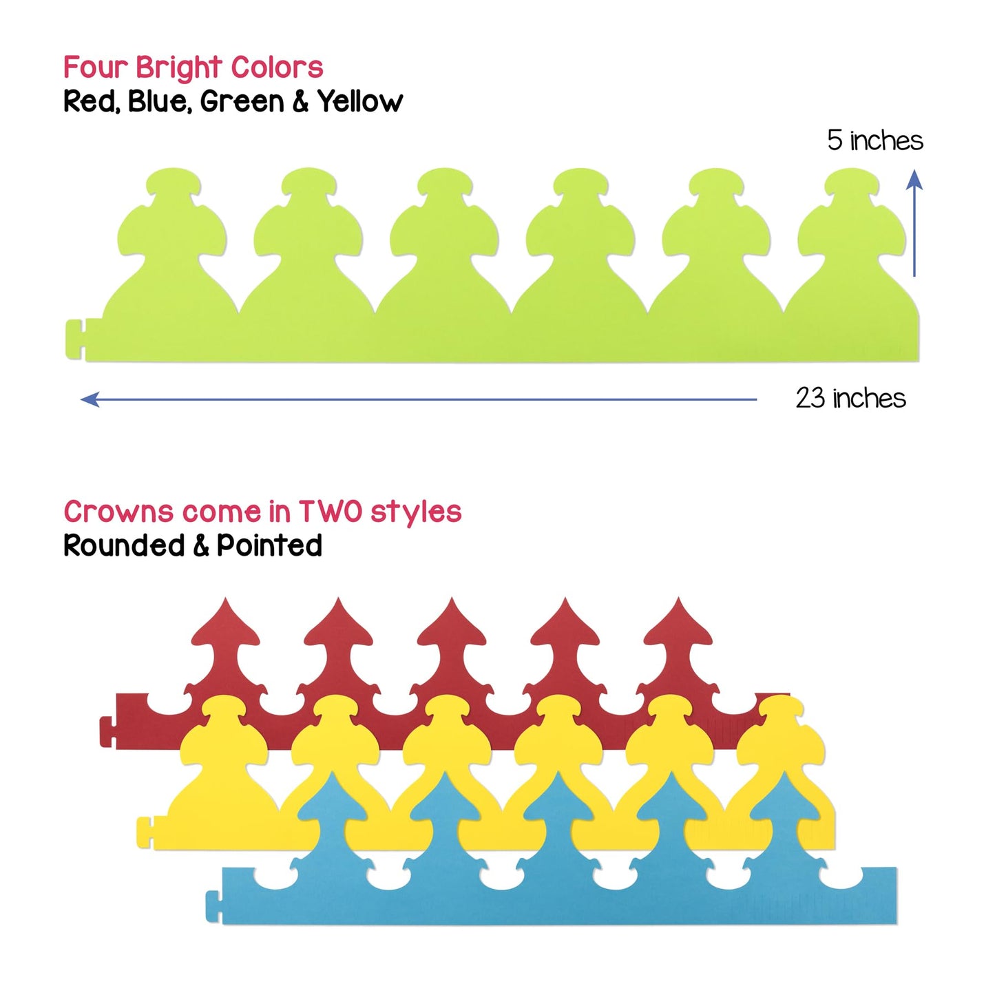 Hygloss Multi Paper Crowns Bright Colors-Customizable, Durable Kids Party Hats-Made in The USA, 144 Pieces, Red, Yellow, Green,